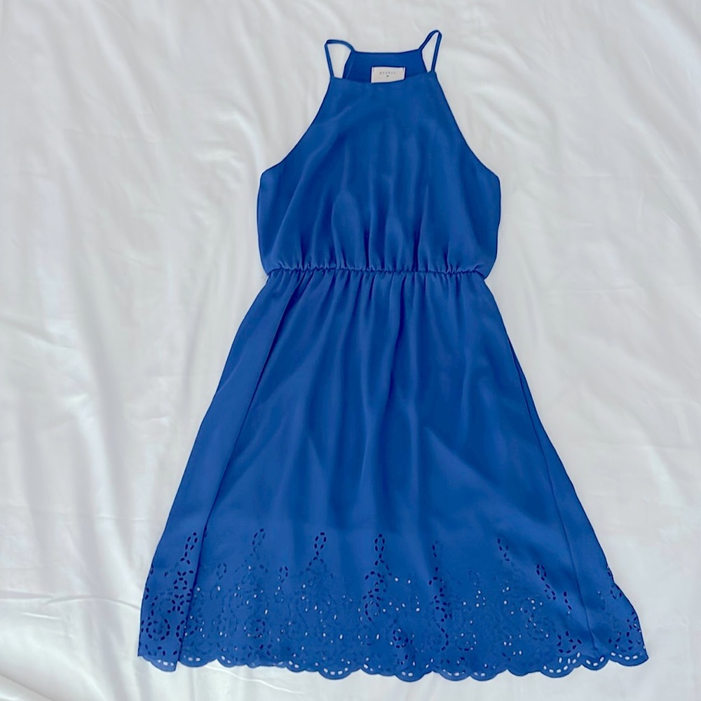 Everly royal blue tank style knee length cocktail dress